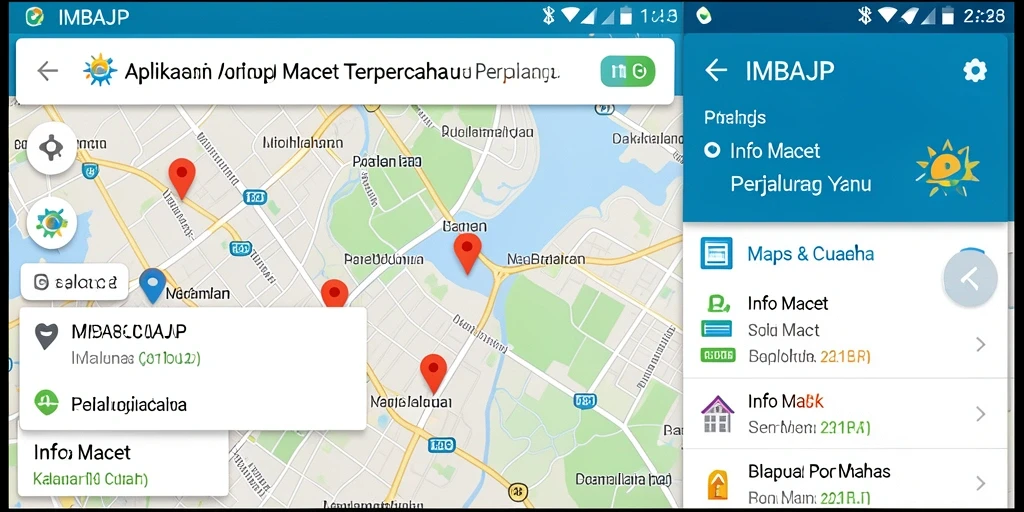 Antarmuka IMBAJP menampilkan informasi kemacetan secara real-time.