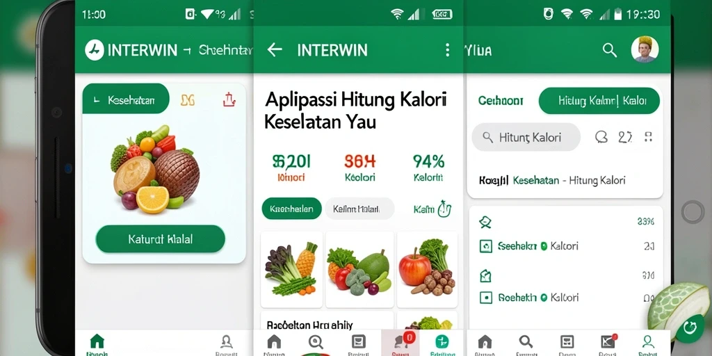 Antarmuka INTERWIN menampilkan hitungan kalori yang akurat dan menarik.