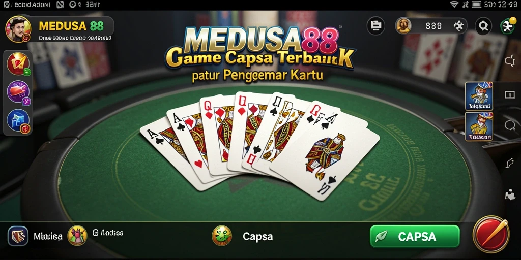 Antarmuka permainan Capsa MEDUSA88 yang menarik dan interaktif.