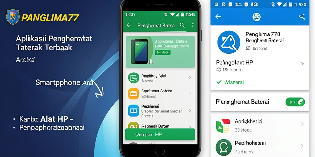 Tangkapan layar aplikasi PANGLIMA77 menampilkan fitur penghemat baterai yang efektif.