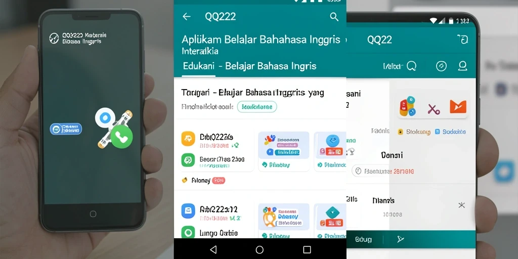 Tampilan antarmuka aplikasi QQ222 untuk belajar Bahasa Inggris.