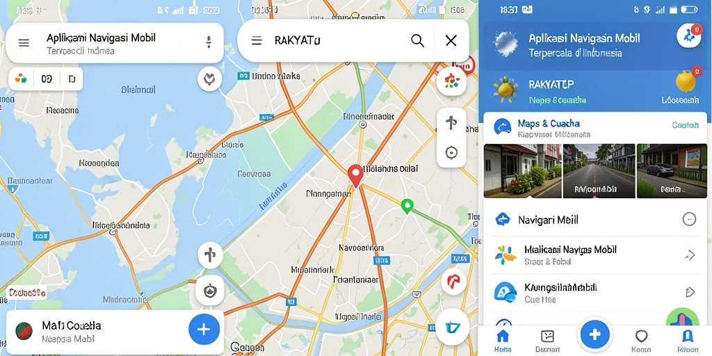 Tampilan antarmuka aplikasi RAKYATJP untuk navigasi mobil.