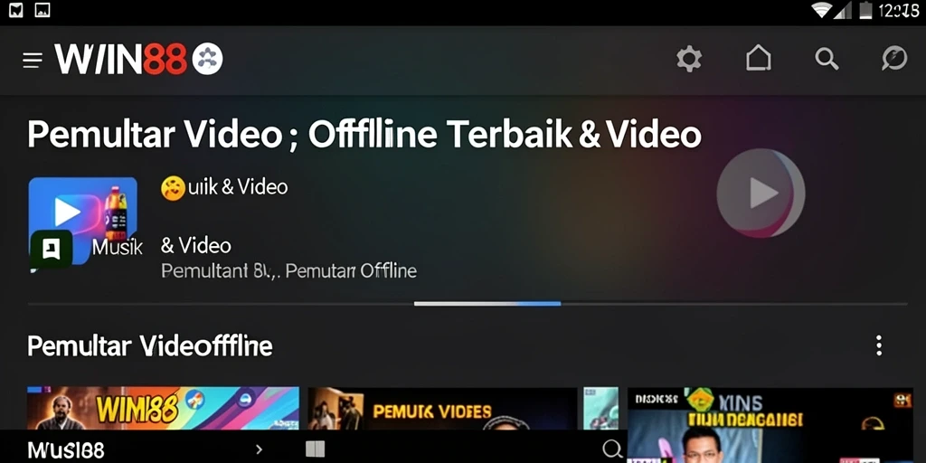 Tampilan antarmuka utama WIN88 untuk pemutar video offline.